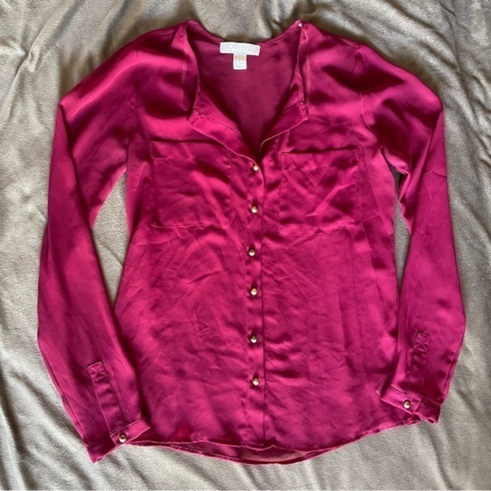 Forever 21 Women's Button Down Sheer Shirt in Red